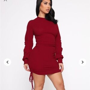 NWT - burgundy mock neck Ruched Dress - Size XL